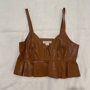 brown leather cropped tank top